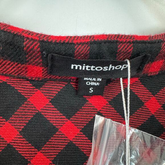 NWT Mittoshop red and black gingham plaid loose fit blouse - Picture 5 of 5